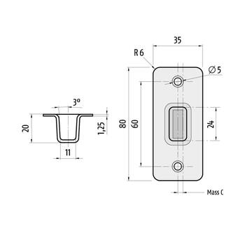 Planet BM Ø 10 mm Bodenmulde schmal, Massbild