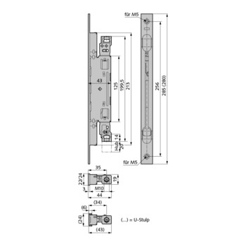 WSS - Kantriegel Vario Line, eckige Flachstulp - 07.330 - Masszeichnung