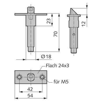 WSS Falle 12 mm für Zusatzverriegelung mit Fallenführung 14.322.1000.405 Massbild
