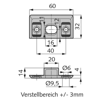 WSS Schliessmulde mit Rastplatten 01.830.1000.426 Massbild