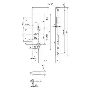 WSS Panikschloss Funktion B Serie 100 01.112 Massbild