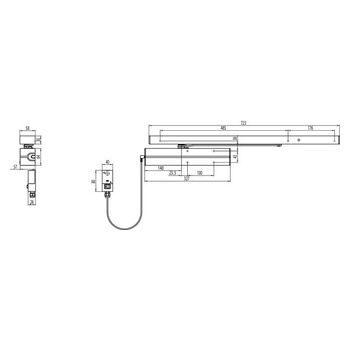 ASSA ABLOY Freilauf-Gleitschiene Free-Motion® mit integrierter mechanischer Schließfolgeregelung und Rauchschalter DCG-21-50--EV1-Masszeichnung