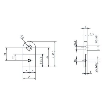 ASSA ABLOY Adapterlaschenset für Holzbau Z09-ADL53 Massbild