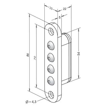 ASSA ABLOY Einlass-Stösselkontakt 10259 Massbild