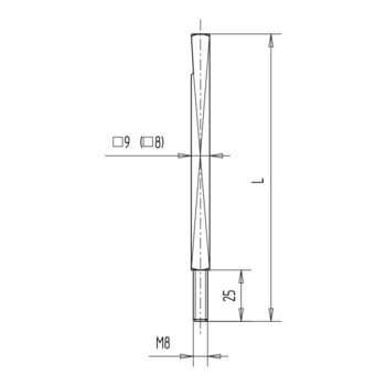 WSS Wechselvierkantstift M8 02.842 Zeichnung