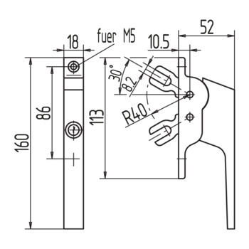 WSS Fenstergriff mit 2 Gabeln, abschliessbar 10.534