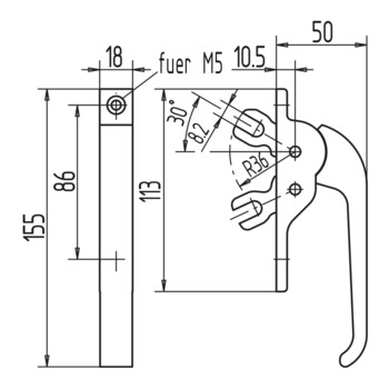 WSS Fenstergriff mit 2 Gabeln 10.547