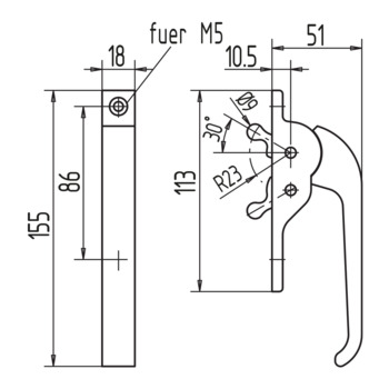 WSS Fenstergriff mit 2 Nocken 10.561