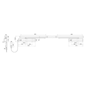 ASSA ABLOY DCG-21-40-DEV1- Gleitschiene- Massbild