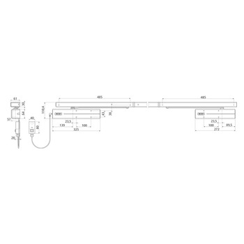 ASSA ABLOY DCG-21-50-DEV1- Gleitschiene- Massbild