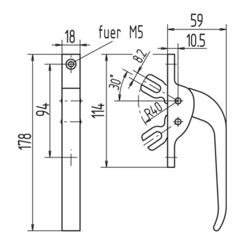 WSS Fenstergriff mit 2 Gabeln 10.580