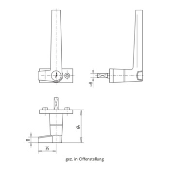 WSS Fenstergriff, abschliessbar, mit Zunge – für Schwing- und Wendeflügel 10.929