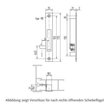 Schiebeflügelverschluss mit Hakenriegel 10.941