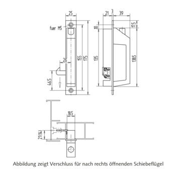 WSS Schiebeflügel-Handgriff mit Hakenriegel und Druckknopf 10.945