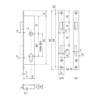 WSS Einsteckschloss (RZ 100.5 mm) 01.300 Massbild