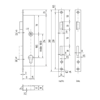 WSS Panikschloss (RZ 100.5 mm), Funktion D 01.310 Massbild