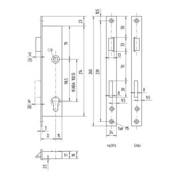 WSS Panikschloss (RZ 100.5 mm), Funktion E 01.312 Massbild