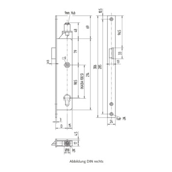 WSS Panikschloss (RZ 100.5 mm), Funktion B 01.316 Massbild