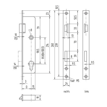 WSS Einsteckschloss (PZ 98.5 mm / RZ 100.5 mm) 01.332