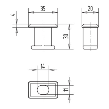 WSS Bodenbuchse für 10 mm Rundstange 07.231 Massbild