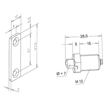 ASSA ABLOY Aufdruckbolzen 1022 Massbild