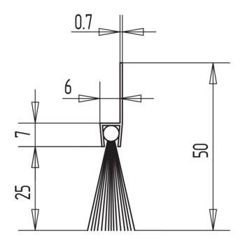 WSS Dichtungsbürste 07.850 Massbild