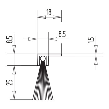WSS Dichtungsbürste mit Aluminium-Profil 07.854 Massbild