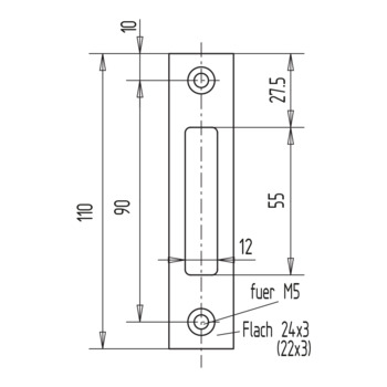 WSS Flachschliessblech für Riegelschloss (Hakenschwenkriegel) 01.742 Massbild