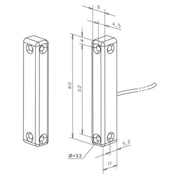 ASSA ABLOY Flachreedkontakt 10362-6 Masszeichnung