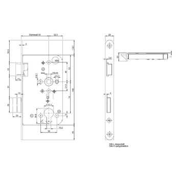 ECO Panikschloss, Funktion E GBS 92E - Masszeichnung