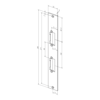 Schliessblech -------49C35-01, für 2-Fallenschloss, Profix 2, Steg 56 mm