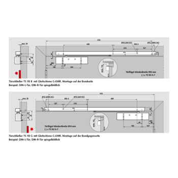 dormakaba G-EMR Gleitschiene Contur Design - Einbaudetails