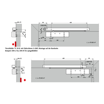 dormakaba G-EMF Gleitschiene Contur Design - Einbaudetails