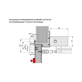 dormakaba Drehlager GSR im Contur Design - Einbaubeispiel mit Dorma ED