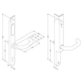 ASSA ABLOY ANYKEY® Sicherheitsbeschlag 49610 Massbild