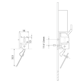 ASSA ABLOY Riegelschaltkontakt Model 10308 Masszeichnung