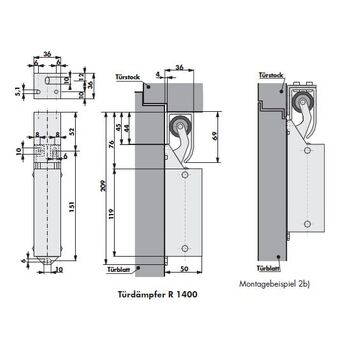 DICTATOR Türdämpfer R 1400 Masszeichnung