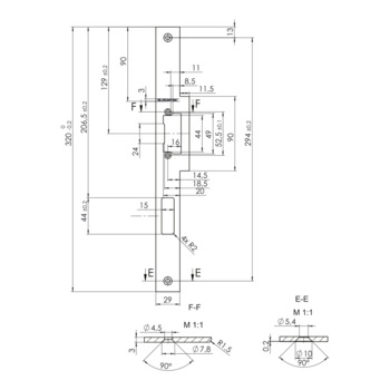 Schliessplatte für Türöffner - 29/40,5x320mm