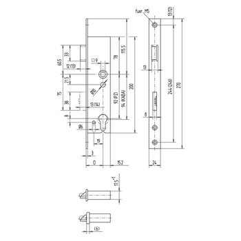 WSS Panikschloss 2-flg. Funktion E 01.120 Massbild