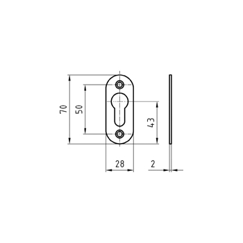 Zylinderrosette Glutz 5392.3 PZ, Masszeichnung