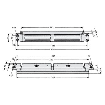 ASSA ABLOY Flächenhaftmagnet 827H Massbild