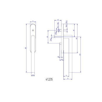 MEGA Hebeschiebetürgriff 41.235/41.430, Masszeichnung