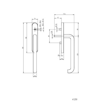 MEGA Hebeschiebetürgriff 41.250/41.430, Masszeichnung