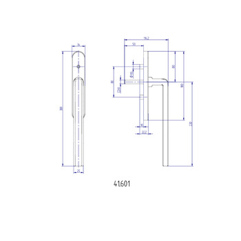 MEGA Hebeschiebetürgriff 41.601/41.430, Masszeichnung
