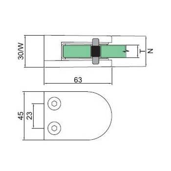 Glashalter abgerundet GLA163.00 Massbild