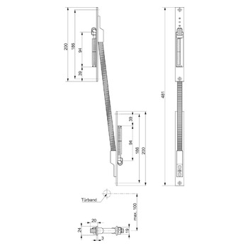 MSL ASSA ABLOY Kabelübergang Klemm-/steckbar 20-polig 10314-41, Masszeichnung