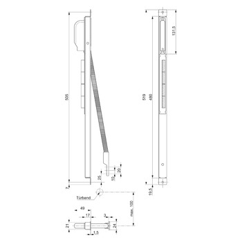 MSL ASSA ABLOY Kabelübergang Klemm-/steckbar 2 x 20-polig 10314-40REN, Produktzeichnung