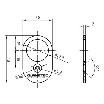 GLAMETEC GLAMET-RZ-ROS. Edelstahl-Zylinderrosette Massbild