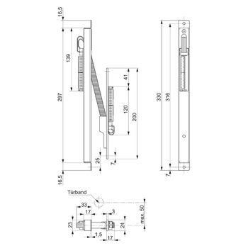 MSL ASSA ABLOY Kabelübergang Klemm-/steckbar 20-polig, Eckstulp 10314-34, Produktzeichnung