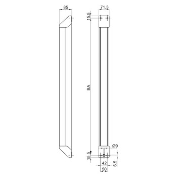 MSL eBar 1.2, mechanische Pushbar 5980, Produktzeichnung